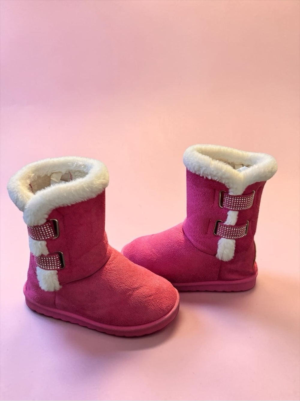 Girls Mudd Pink Faux Fur Winter Boots Size 11 Toddler